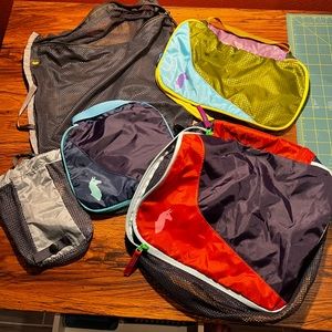 Cotopaxi packing cubes trio, mesh laundry bag & mesh water bottle sleeve NWOT